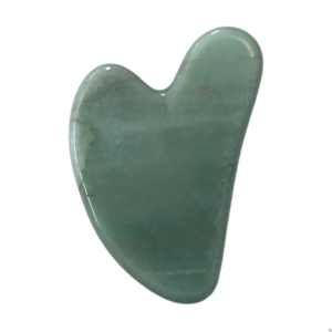 Masajeador facial gua sha aventurina verde natural de 10 cm en El Bazar de Monty