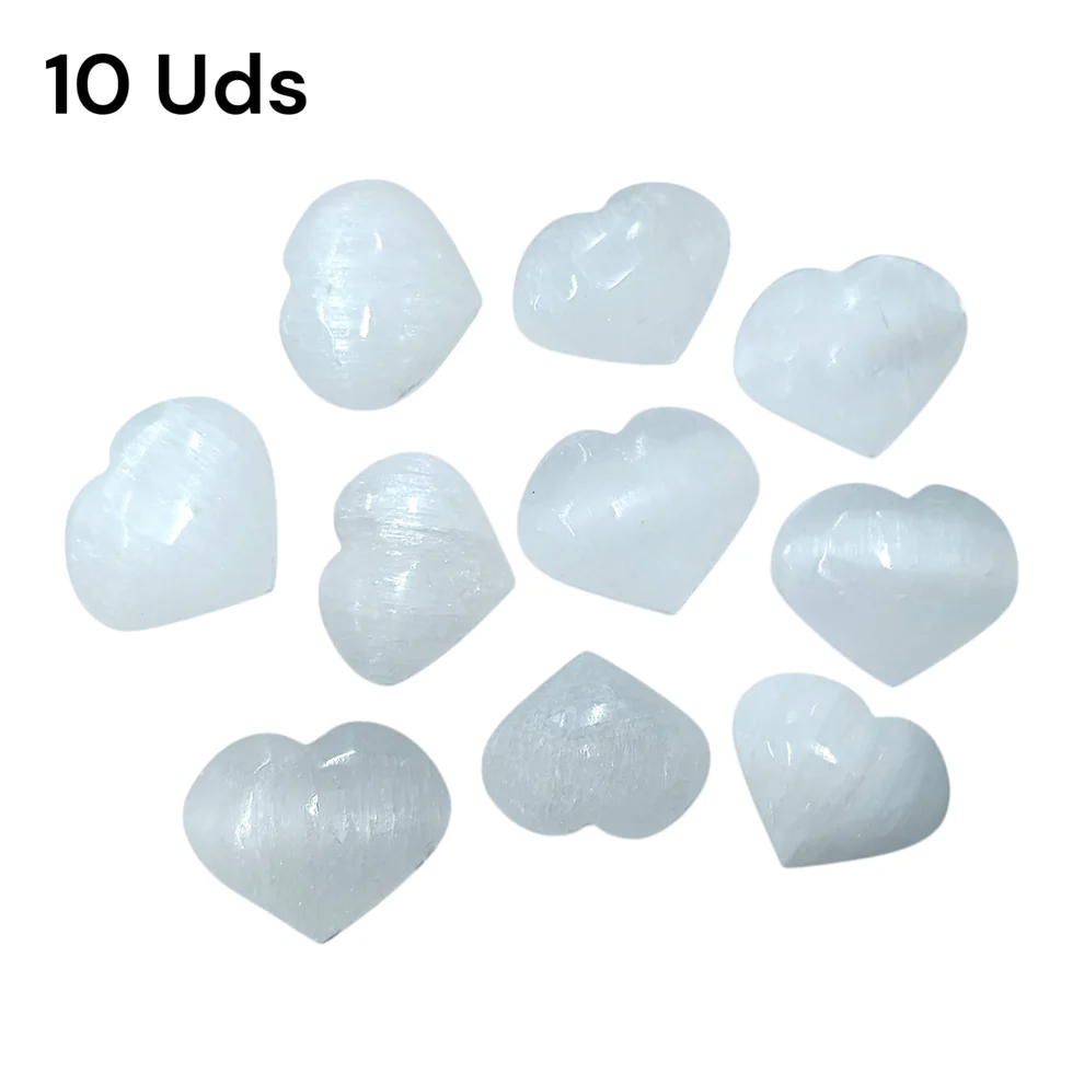 Paquete 10 corazones de selenita limpieza paz espiritual natural El Bazar de Monty