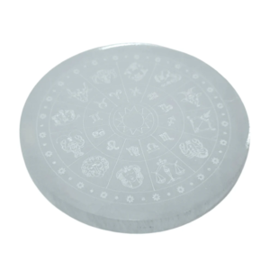 Plato de selenita zodiaco protección limpieza energética El Bazar de Monty