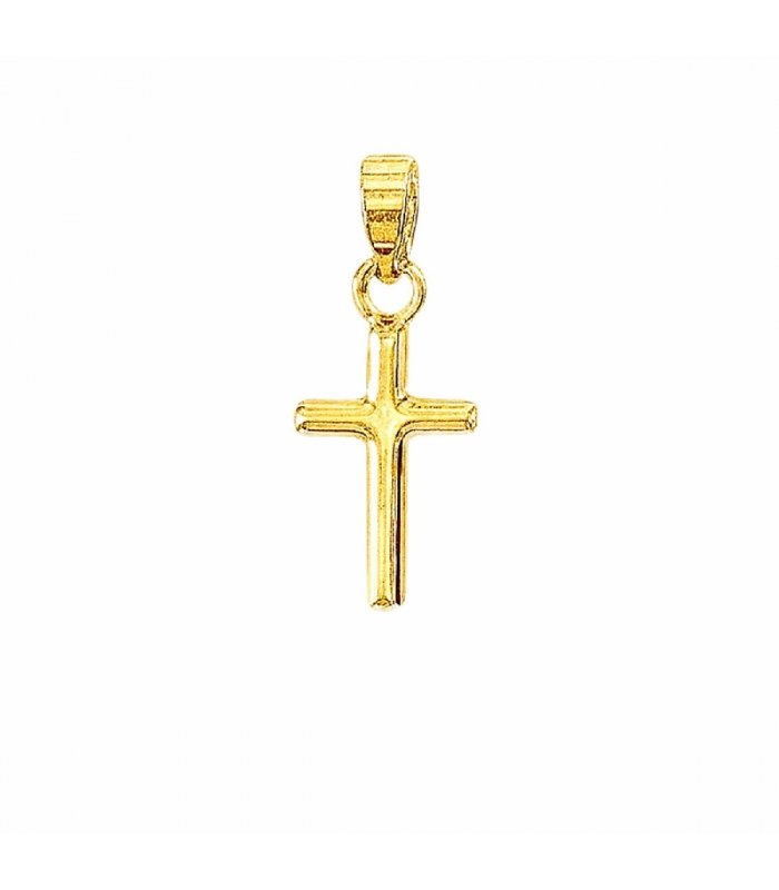 Colgante Plata Cruz Dorada Baño Oro 18K 15mm ✝️✨ Colgante de cruz latina dorada de quince milimetros en plata de ley novecientos veinticinco con bano de oro de dieciocho kilates barra cilindrica pulida brillante