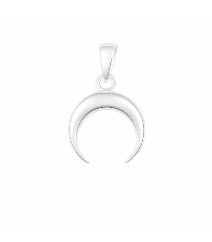 Colgante Plata Luna Invertida Media Luna 13mm 🌙✨ Colgante de plata de ley novecientos veinticinco con diseño de luna invertida pulida brillante y reasa superior estilizada