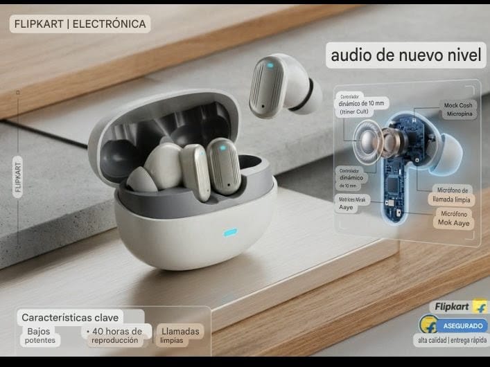 Audio Nivel ZS580 🔊 Auriculares verdaderamente inalambricos de boton beotes zs-580 con estuche blanco sobre fondo azul claro