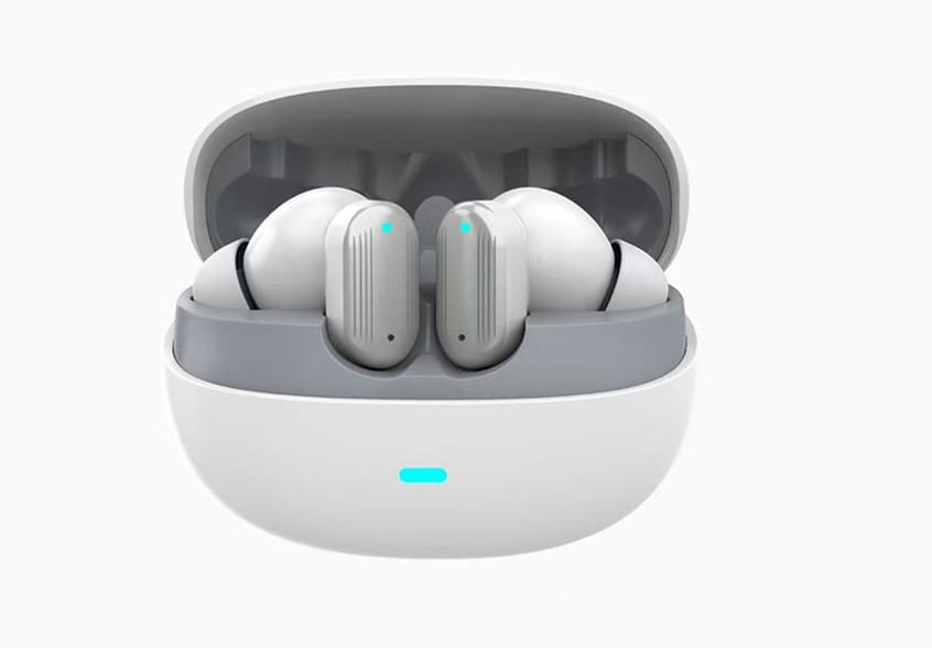 Beotes ZS580 Blanco 🤍 Estuche de carga abierto de los auriculares beotes zs-580 en color blanco con piloto led frontal brillante