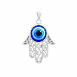 Colgante plata mano de Fátima con ojo 24mm