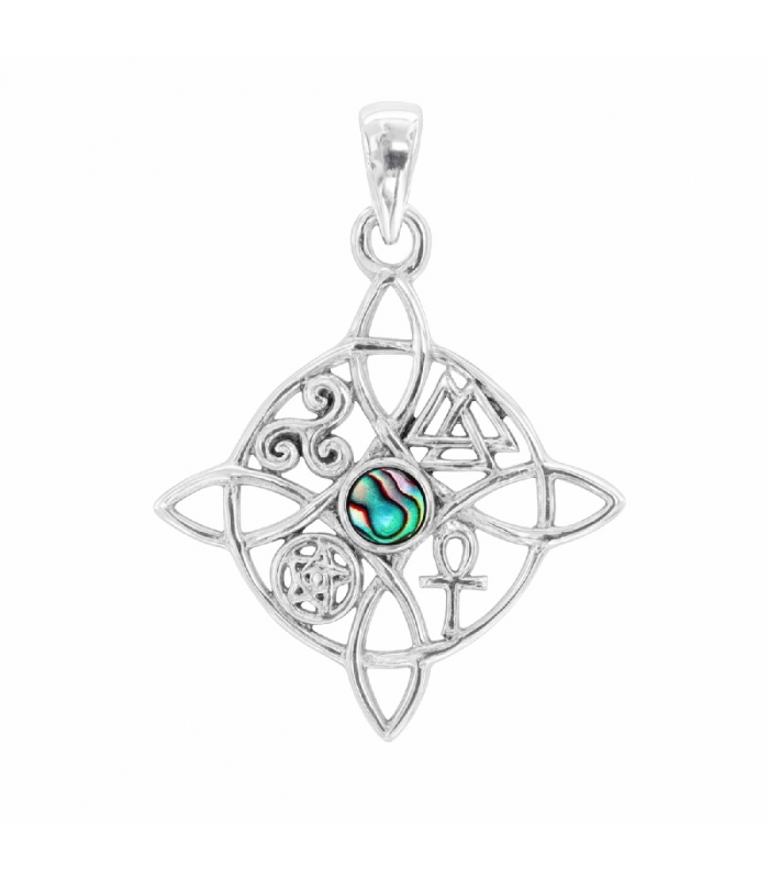 Colgante Nudo Bruja Abalón ✨ Colgante plata nudo bruja abalón 24mm
