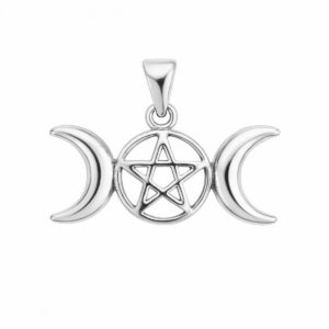 Colgante plata triple diosa pentagrama de 12x28mm en plata de ley