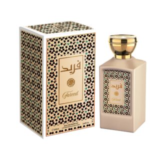 Botella de lujo de diseno exclusivo y vanguardista del perfume arabe fareed afaq mostrando su estuche de gala