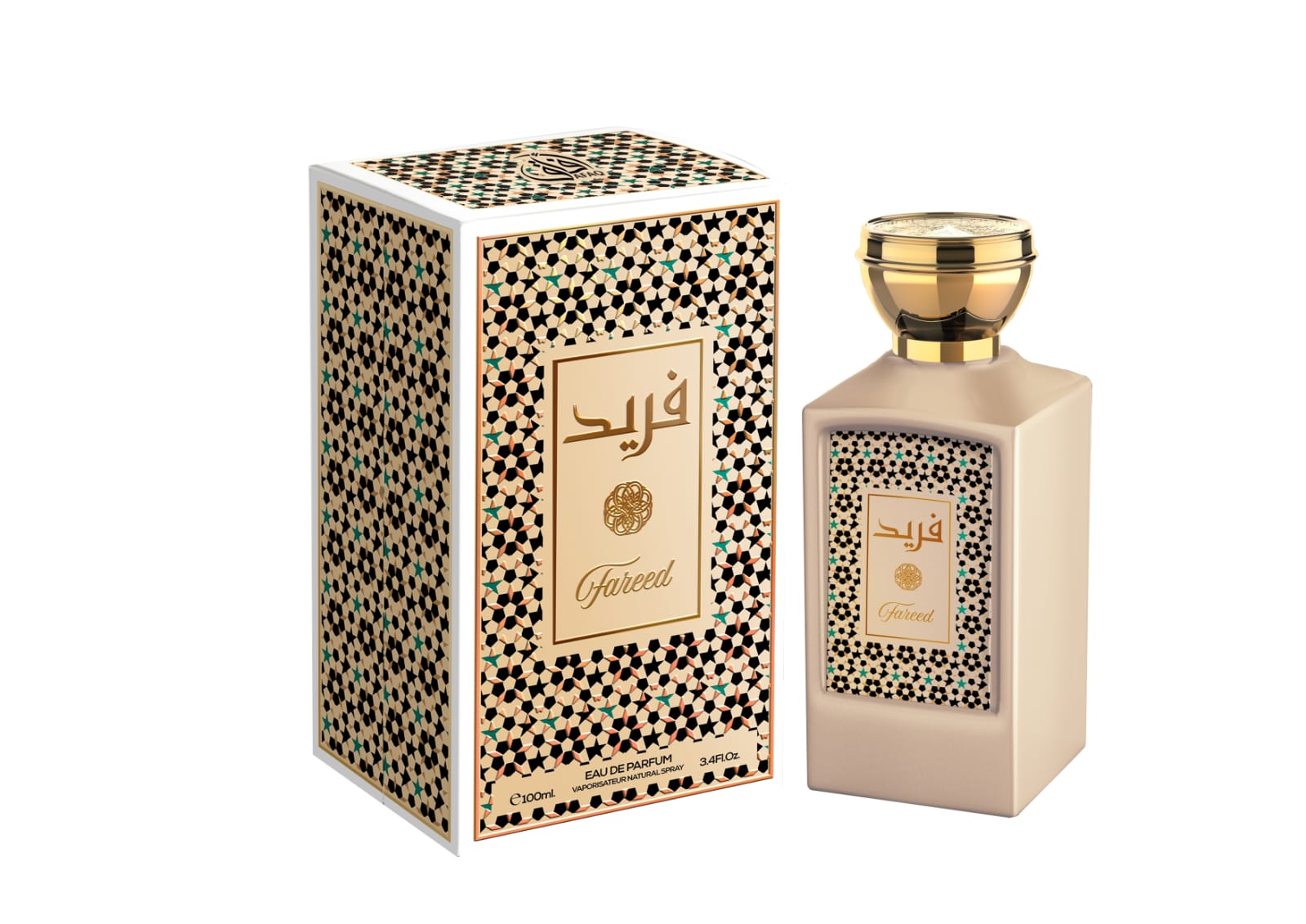 Perfume Arabe Fareed Afaq Original 👑 Botella de lujo de diseno exclusivo y vanguardista del perfume arabe fareed afaq mostrando su estuche de gala