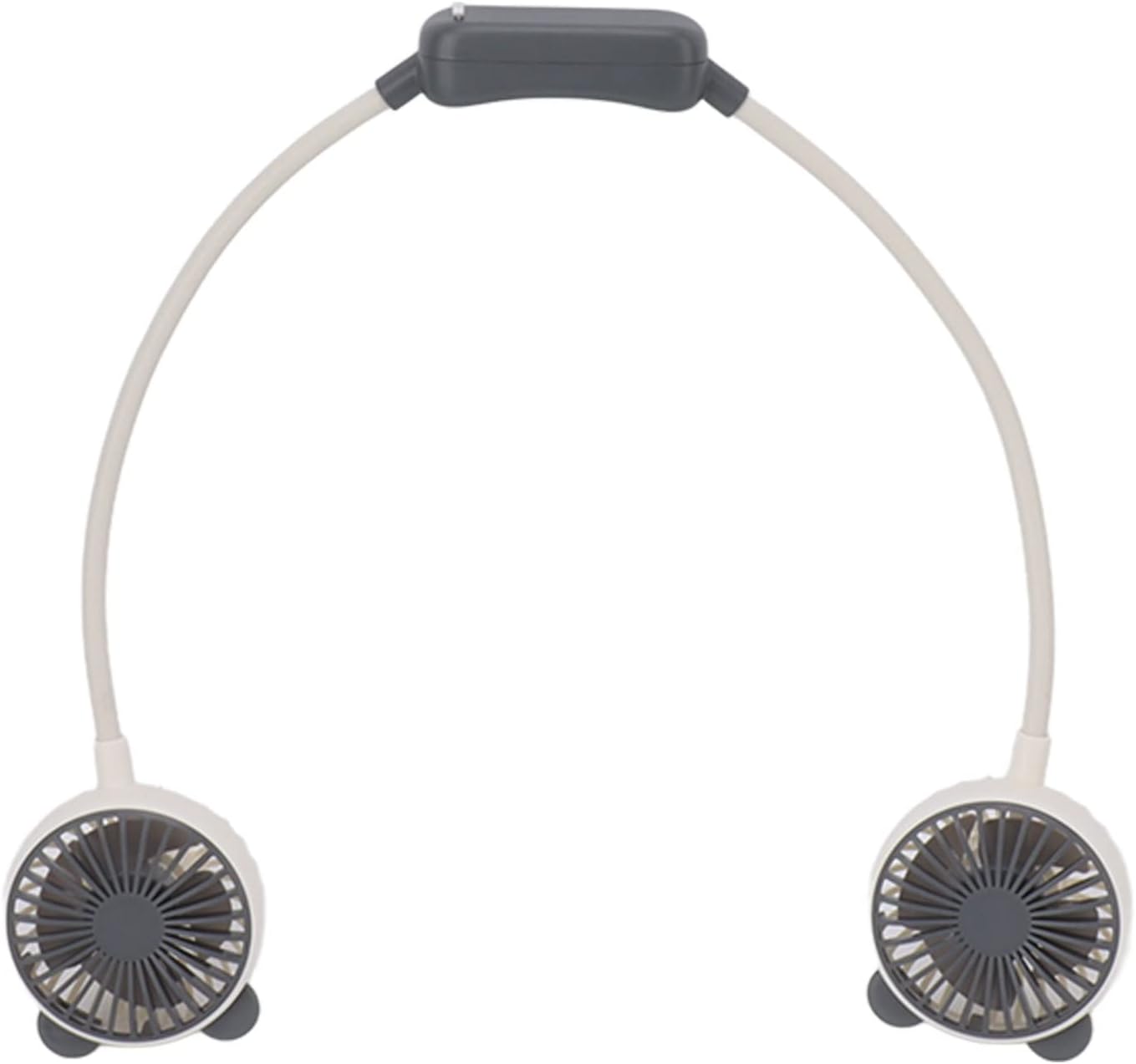 Doble Cabezal Ventilador ExtraHouse FSF5583 🌬️ Vista frontal simetrica del ventilador de cuello portatil ExtraHouse FSF5583 mostrando los dos miniventiladores inferiores y la almohadilla central de control