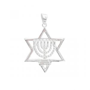 Colgante plata menora estrella david 30mm