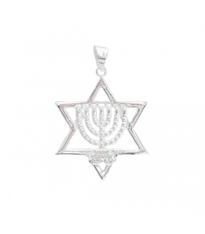Colgante plata menora estrella david 30mm ✡️ Colgante plata menora estrella david 30mm