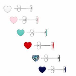 Pendientes plata corazon 5mm surtido colores