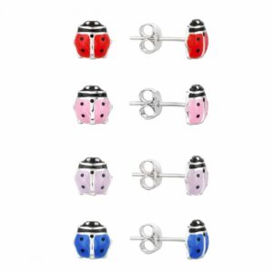 Pendientes plata mariquita surtido colores