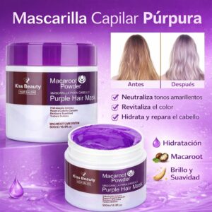 Mascarilla purpura Kiss Beauty 500ml matiz matizador anti amarillo