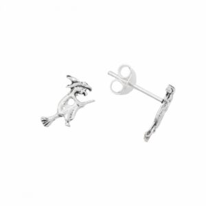 Pendientes plata bruja volando