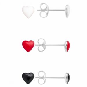 Pendientes plata corazon esmalte varios colores