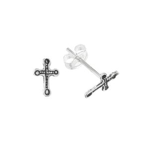Pendientes plata cruz ornamentada