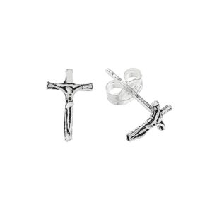 Pendientes plata cruz crucifijo