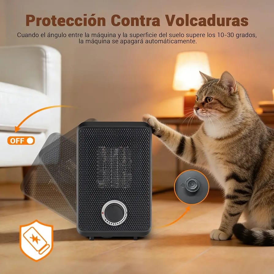 Seguridad Antivuelco 🛡️ protección antivuelco calefactor portátil